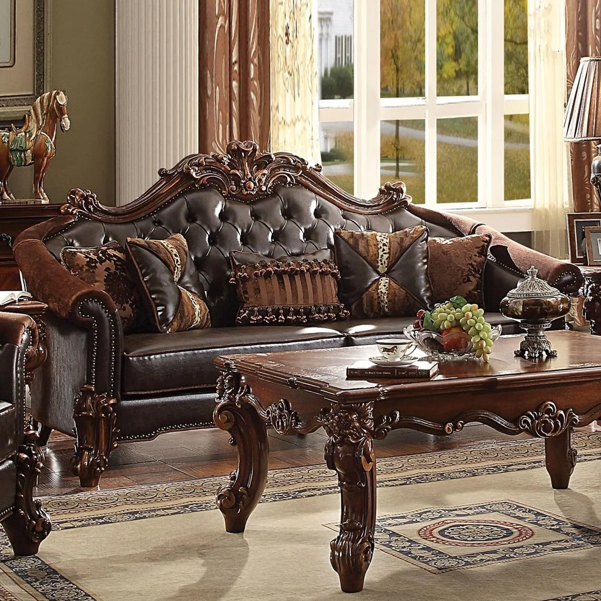 Acme Furniture Vendome II 53130 Traditional Tufted Back Sofa with 5